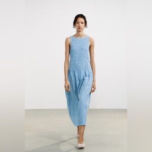 Zara Gingham Blue Midi Dress